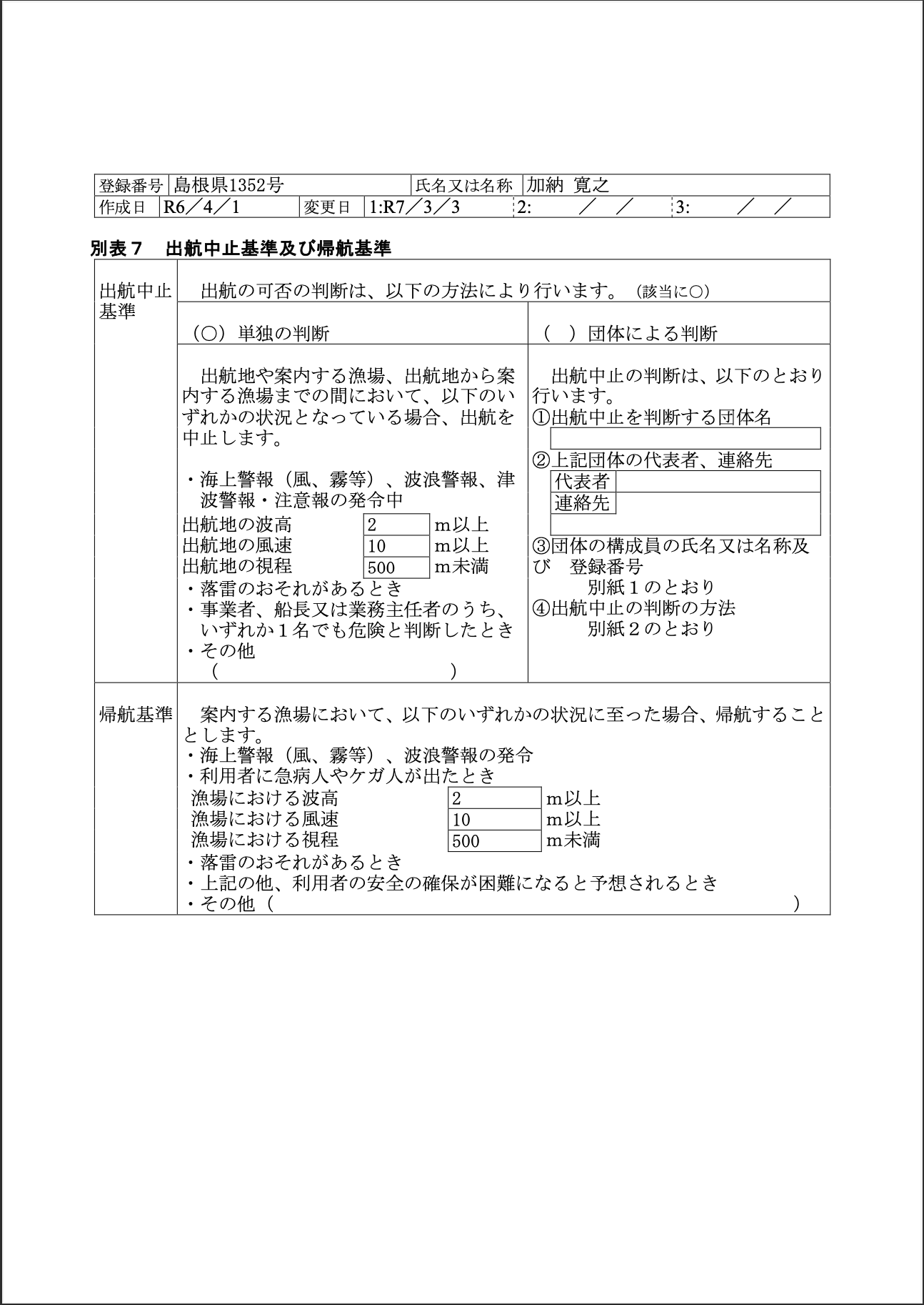 業務規定別表7